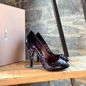 Miu Miu Grey-Brown Sequins Heels